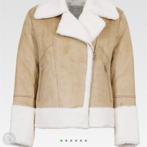 Tan and White Faux Fur Coat - worn once!!!